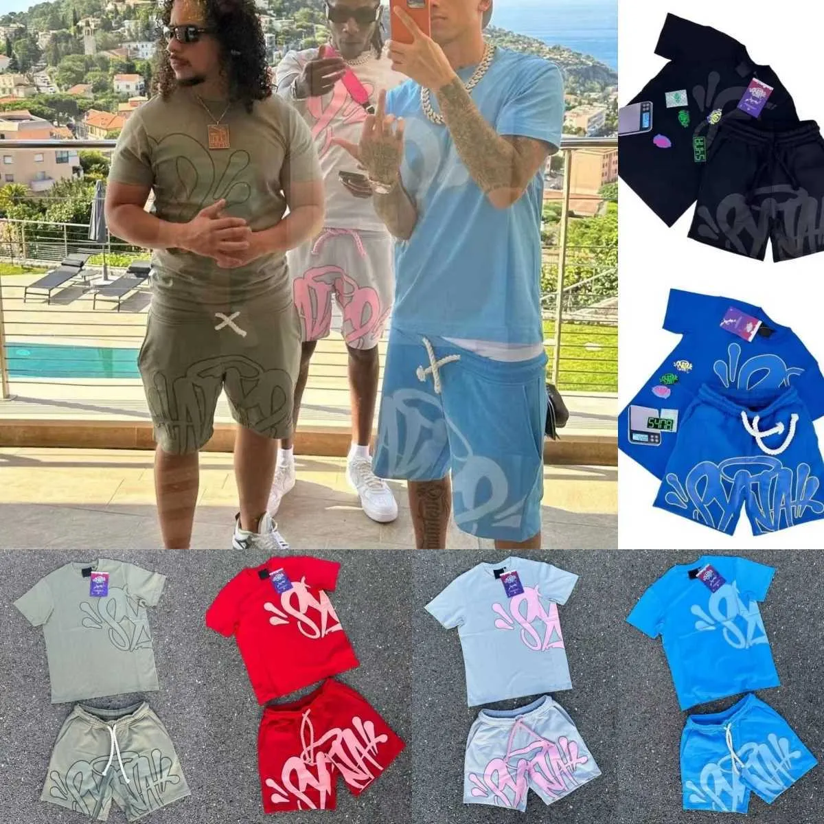 Syna Central Cee Mens T Shirt Set: Trendy Print, Summer Tracksuit For ...