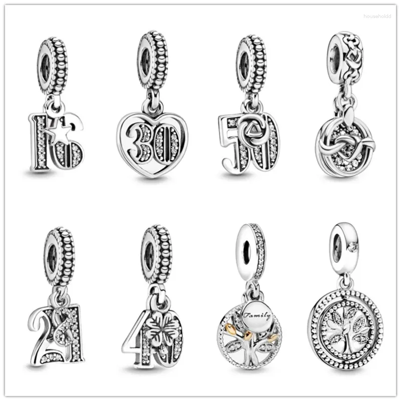 Loose Gemstones 925 Sterling Silver Family Life Tree Birthday Celebration Pendant DIY Fine Beads Fit Original Charm Bracelet Jewelry