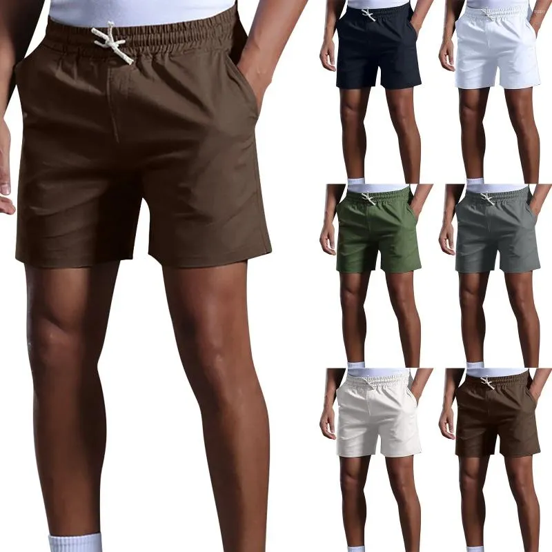 Shorts pour hommes coton et lin lâche couple neutre tenue printemps long cargo hommes décontracté court entraînement