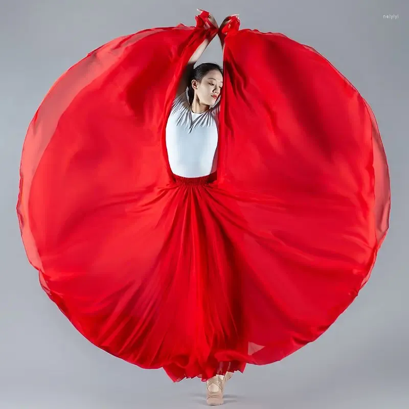 Kjolar 2024 Autumn Winter Women Flamenco Belly Dance Gypsy Solid Color Ballet Classical Performance Elegant Long Kjol N06