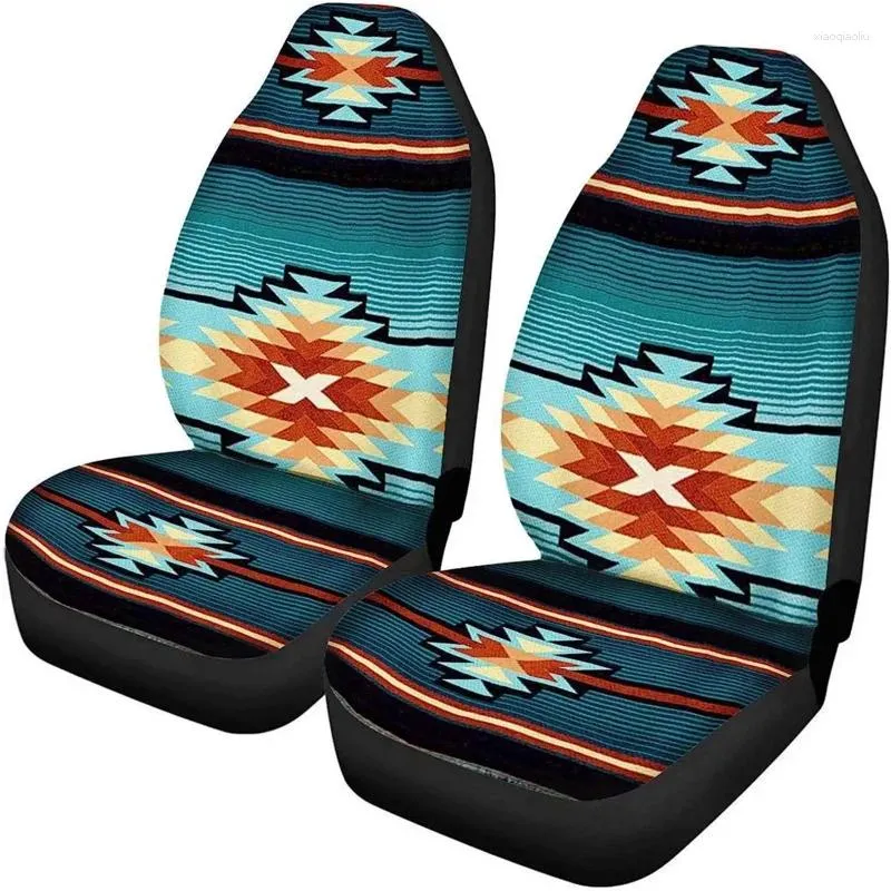 Bilstolskydd täcker Southwest Nativa American Tribal Aztec Geometry Green Seats Cushion Set of 2
