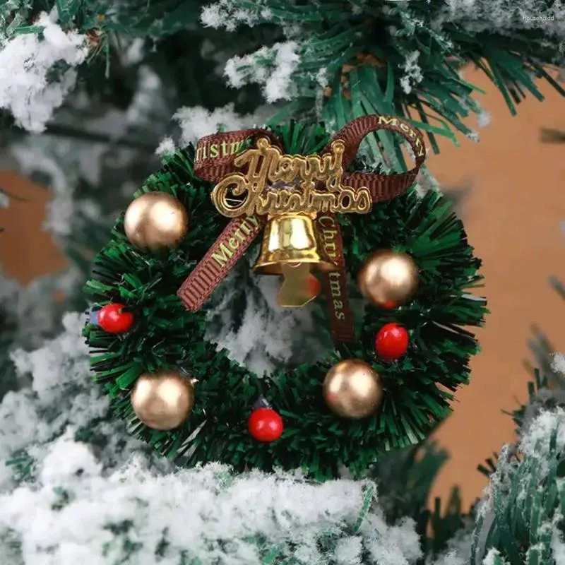 Weihnachtsdekorationen, 6 cm, Baumdekoration für Puppenhaus, Zubehör, Heimdekoration, Miniatur-Kranz, Puppenhaus