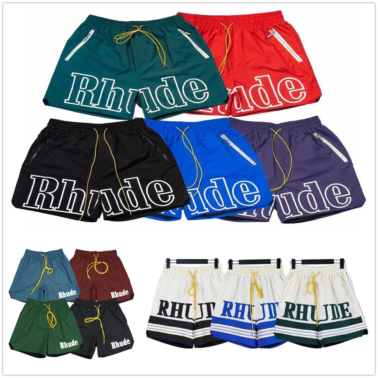 Rhude Shorts für Herren, kurze Designer-Sets für Herren, Trainingshose, locker und bequem, modisch, beliebt, 2023, neuer Stil, S, M, L, XI, Polyester, locker