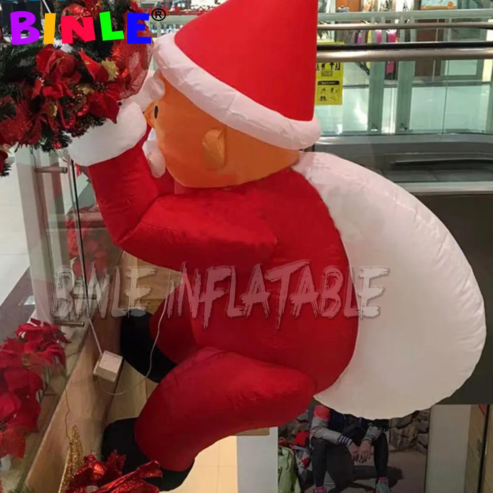 8 mH (26 piedi) Con ventilatore all'ingrosso Costruzione personalizzata Babbo Natale gonfiabile con regali Illuminazione del centro commerciale Babbo Natale per Natale