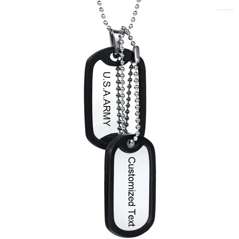 Colares pendentes Produtos personalizados ID Double Dog Tag For Men Exército Soldado Militar Círculo Acessórios Personalizados