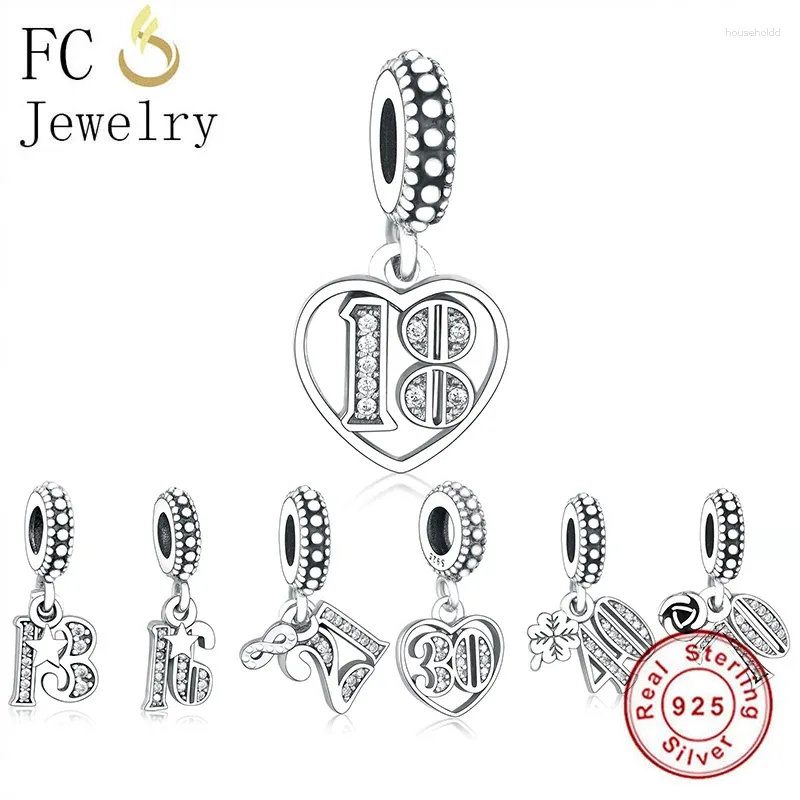 Pierres précieuses en vrac FC bijoux adaptés au bracelet à breloques Original en argent 925 13e 18e 21e 50e 60e 70e fabrication de perles Berloque d'anniversaire pour femmes