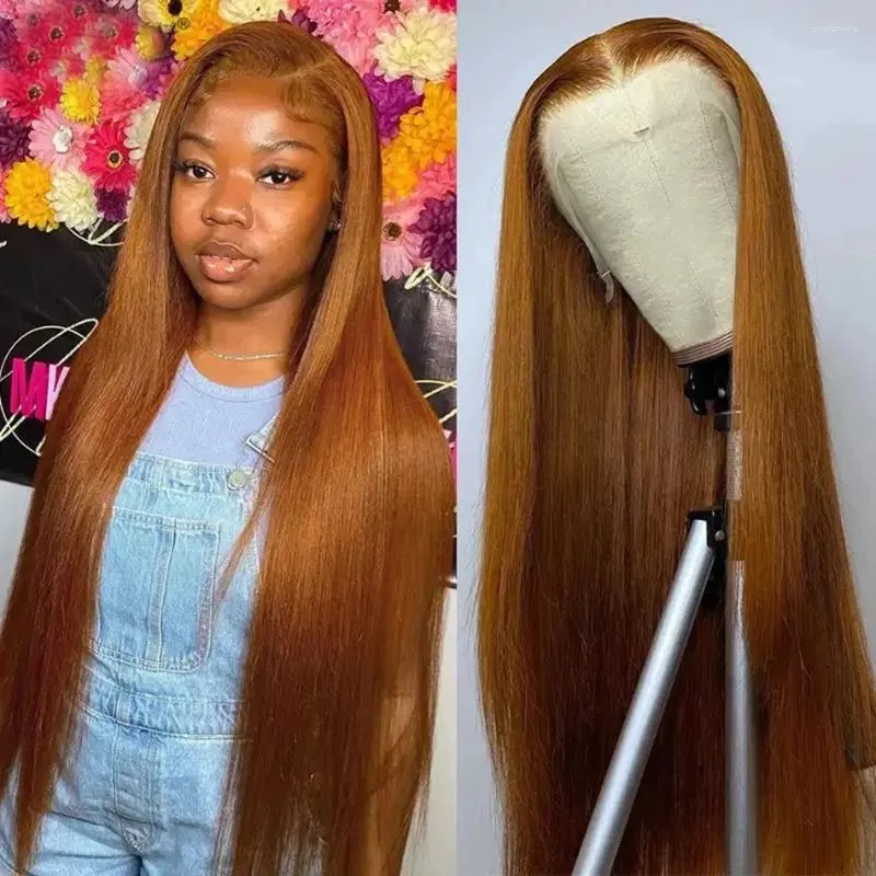 Ginger Human Hair Wigs HD 13x6 Lace Frontal Peruvian Colored Straight Front For Women 180%