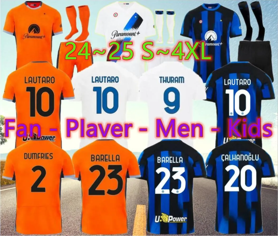 23 24 LUKAKU Fußballtrikot BARELLA INTERS DZEKO MILANS LAUTARO VIDAL J. CORREA 23 24 Fußballtrikot CALHANOGLU GAGLIARDINI Herrentrikot Gelb 3. Kinderausrüstung