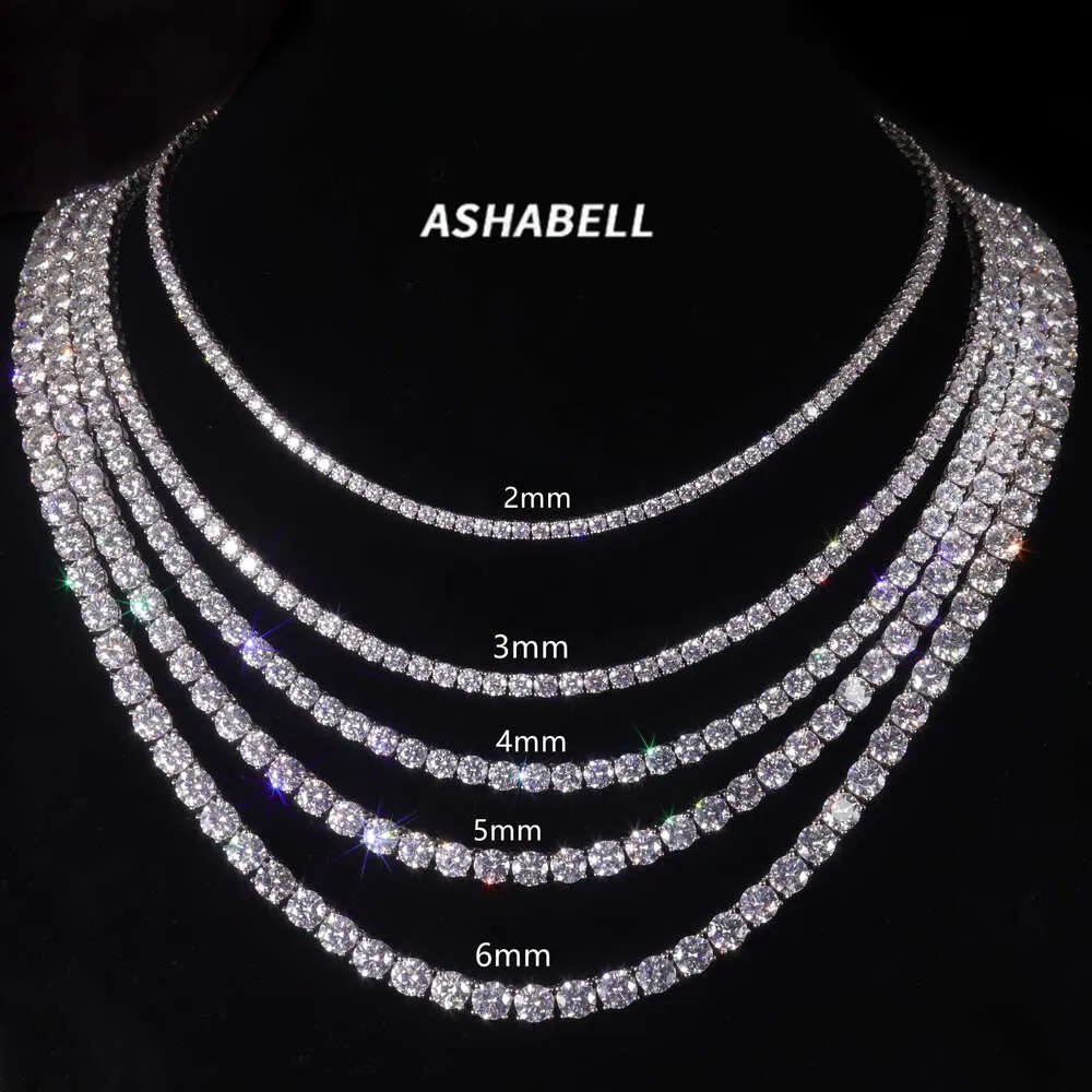 Collier testeur de diamants en argent 925, en zircone cubique, Moissanite, chaîne en diamant, coupe glacée, collier de Tennis pour femmes ou hommes
