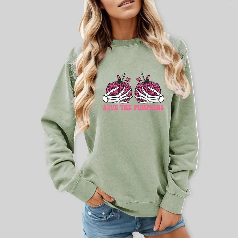 Dameshoodies Pompoenen Skelet Gedrukt Casual Sweatshirts Ronde hals Losse oversized trui Persoonlijkheid Zachte drop-shoulder Streetwear