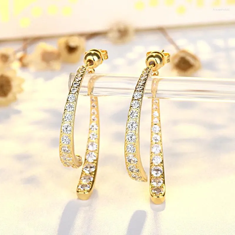 Kolczyki Dangle Kpop Drop Crossing Mikro inkrustowany Złoty Kolor Big Ear Pierścień 2024 Trend Koreańska biżuteria w stylu INS dla kobiet KDE019