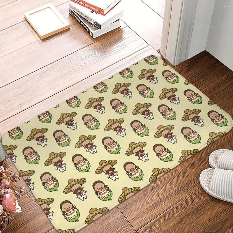 Carpets Non-slip Doormat MEXICAN CUTE CHARACTERS PATTERN DESIGN Carpet Living Room Bedroom Mat Welcome Flannel Decor