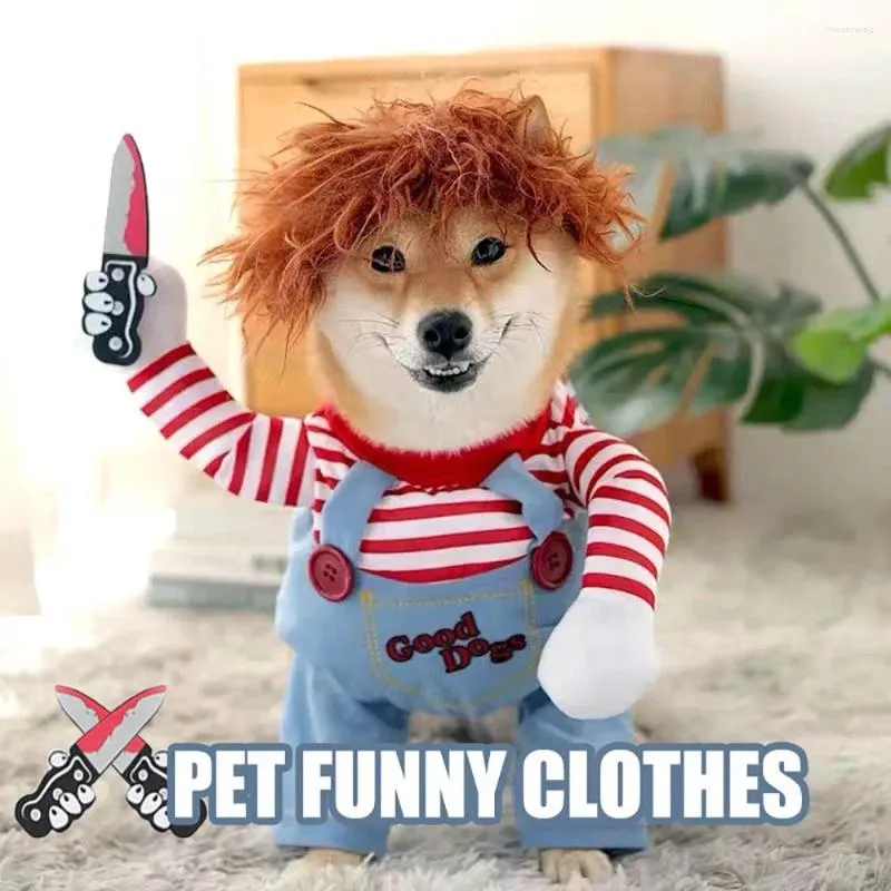 Costumes de chat chien de compagnie drôle habiller semblant Costume ensemble Chucky poupée mortelle Cosplay fête fantaisie Festival tissu vêtements à capuche combinaison