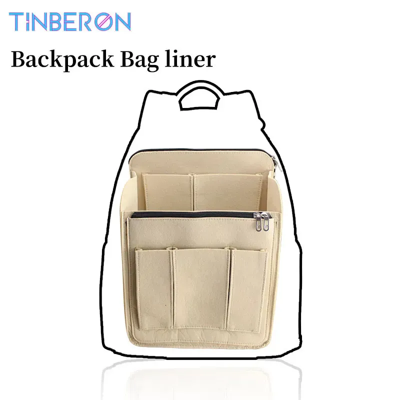 Tinberon Backpack Liner Bag Organizer Wstaw damskie filcowe tkaninę torebki kosmetyczne torebki Organizator Torby do przechowywania 240122