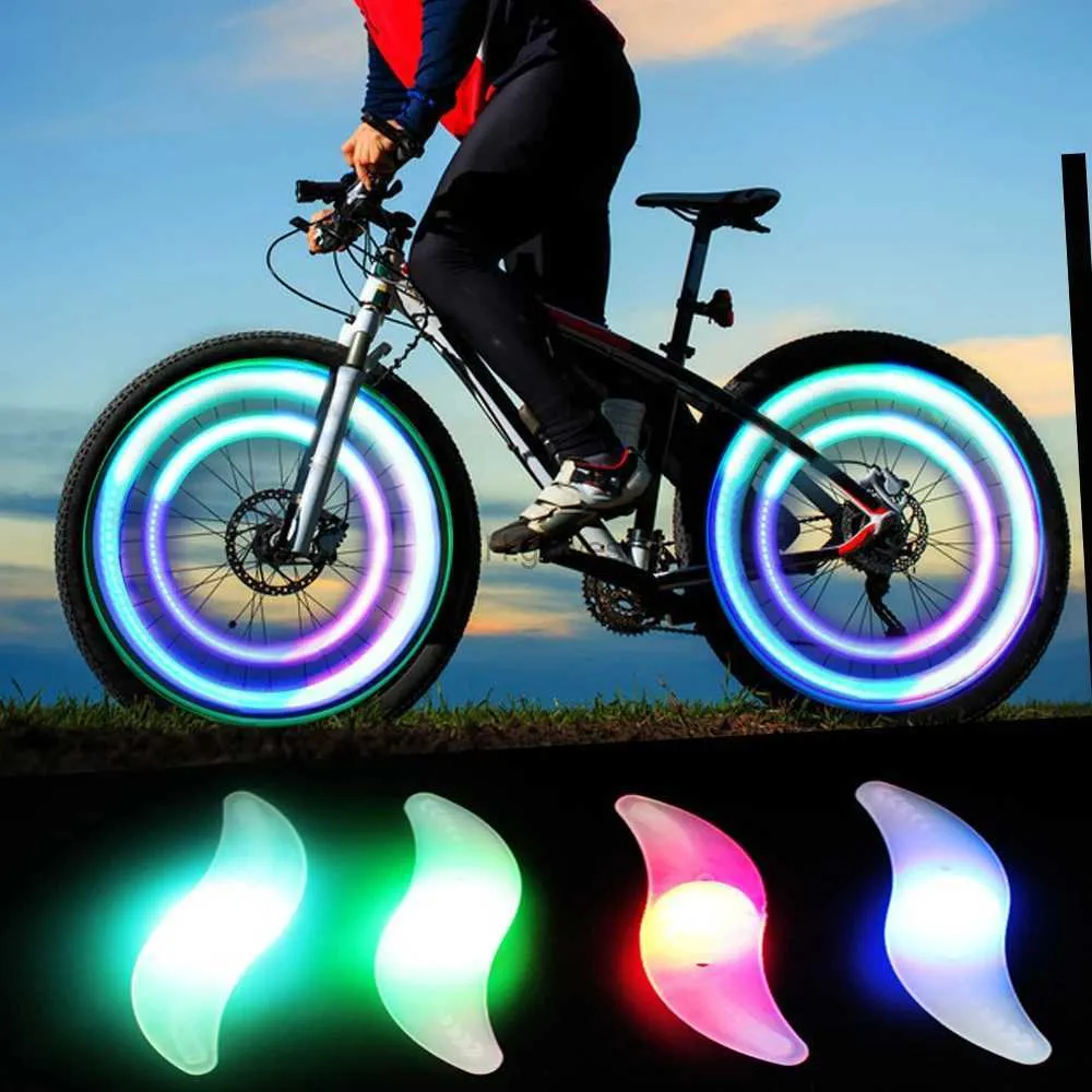 Overige verlichtingsaccessoires Fietswielspaken Licht 3 verlichtingsmodi MTB LED Nachtrit Waterdicht Veiligheidswaarschuwingslampje Fiets Kleurrijke lamp met batterij YQ240205