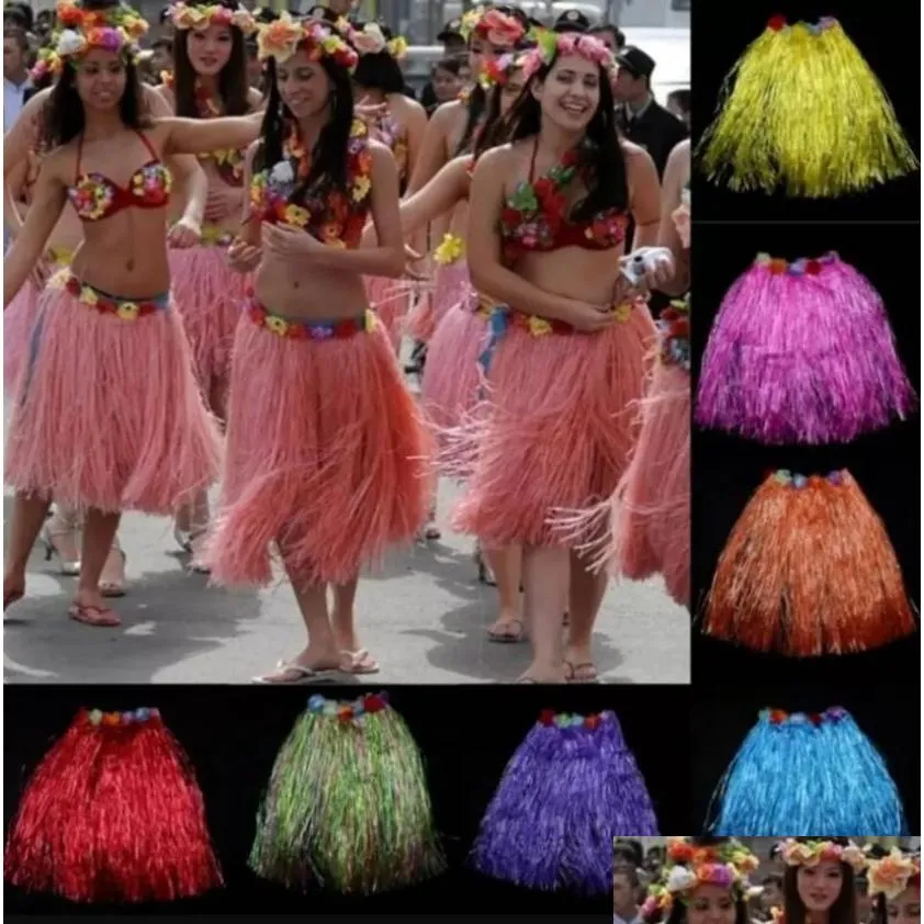 Festdekoration gräs kjol kvinnor mode hawaii dans show prestation kjolar bar klubb ha cpa5751 droppleverans hem trädgård festiv dhmlh