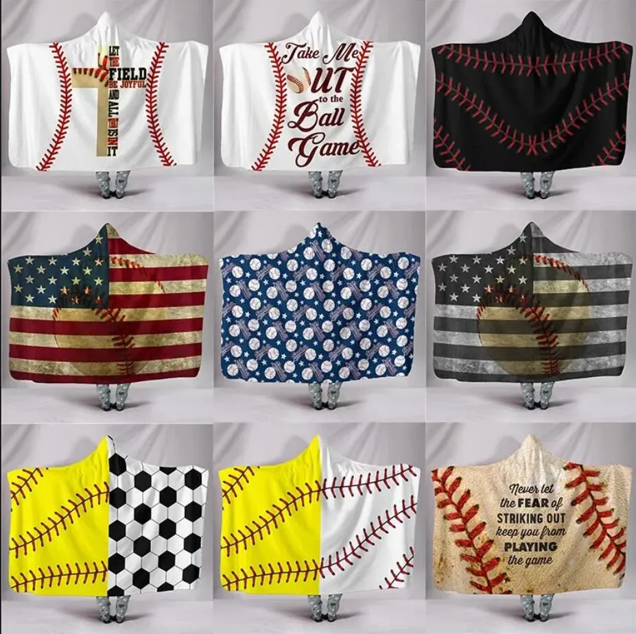 Hooded Sherpa Fleece Sports Blanket Baseball Football Softball Blanket Team Spirit Swaddle Towel
