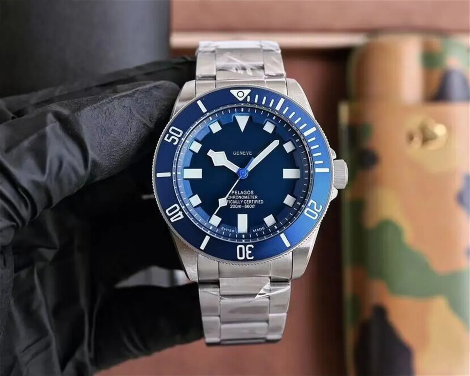 U1 Top AAA Black Bay M79230N-0002 BB58 Superclone Pelagos Fábrica Rivet Band Relógios Homens Movimento Mecânico Automático Safira Relógios de Pulso de Aço Inoxidável S693