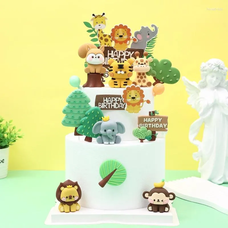 Ciasto narzędzia dżungla zwierząt zoo zoo lion tygryse słonia wystrój baby shower dzieci safari dekoracje przyjęcia urodzinowe