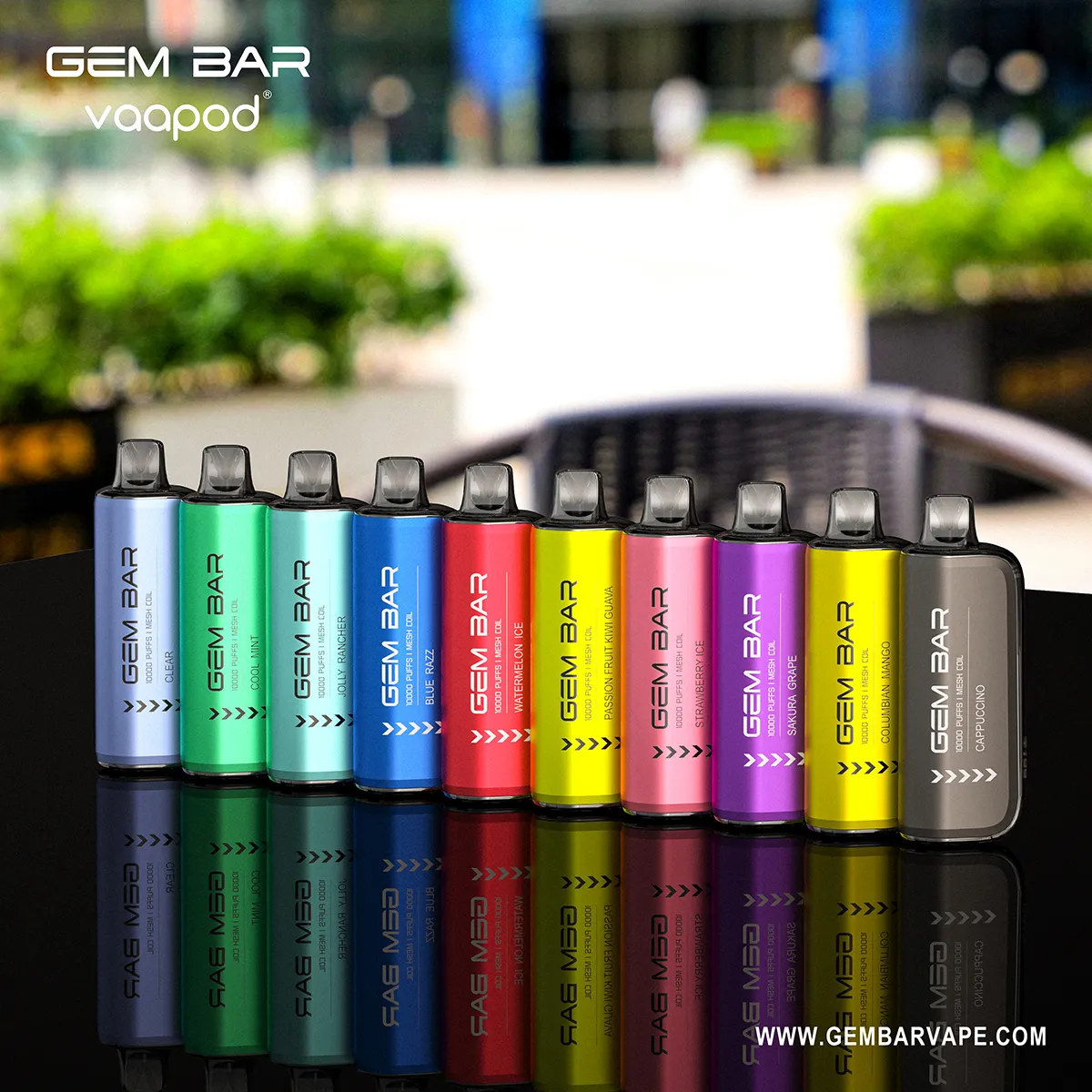 Vape desechable inteligente con pantalla de visualización GEM BAR 10000 inhalaciones cigarrillos electrónicos 5% 2% Sal Nic 20 ml de jugo de vape precargado Batería recargable de 650 mAh 10K ecigs e-cigs en EE. UU. UE