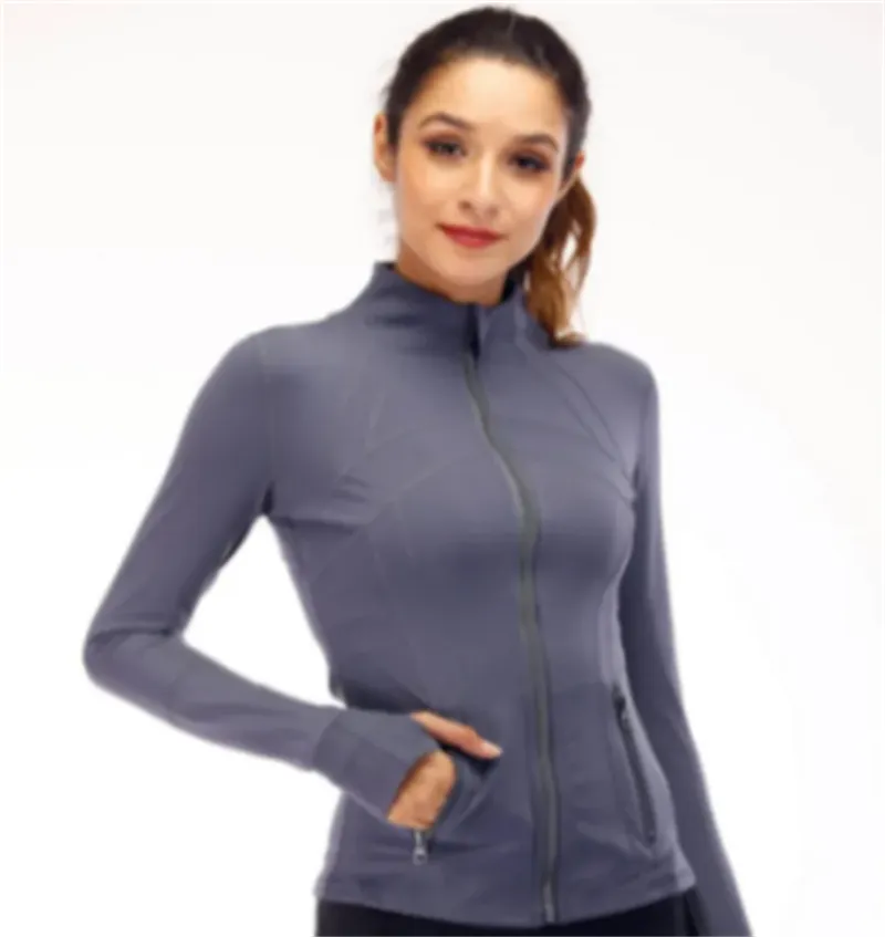 24ss Yoga Define Jacket Dames Effen damesjas Sport Ademende jas Lange mouw Zakken Gymshirt Workout Tops Hardloopoutfit Sportkleding S-L