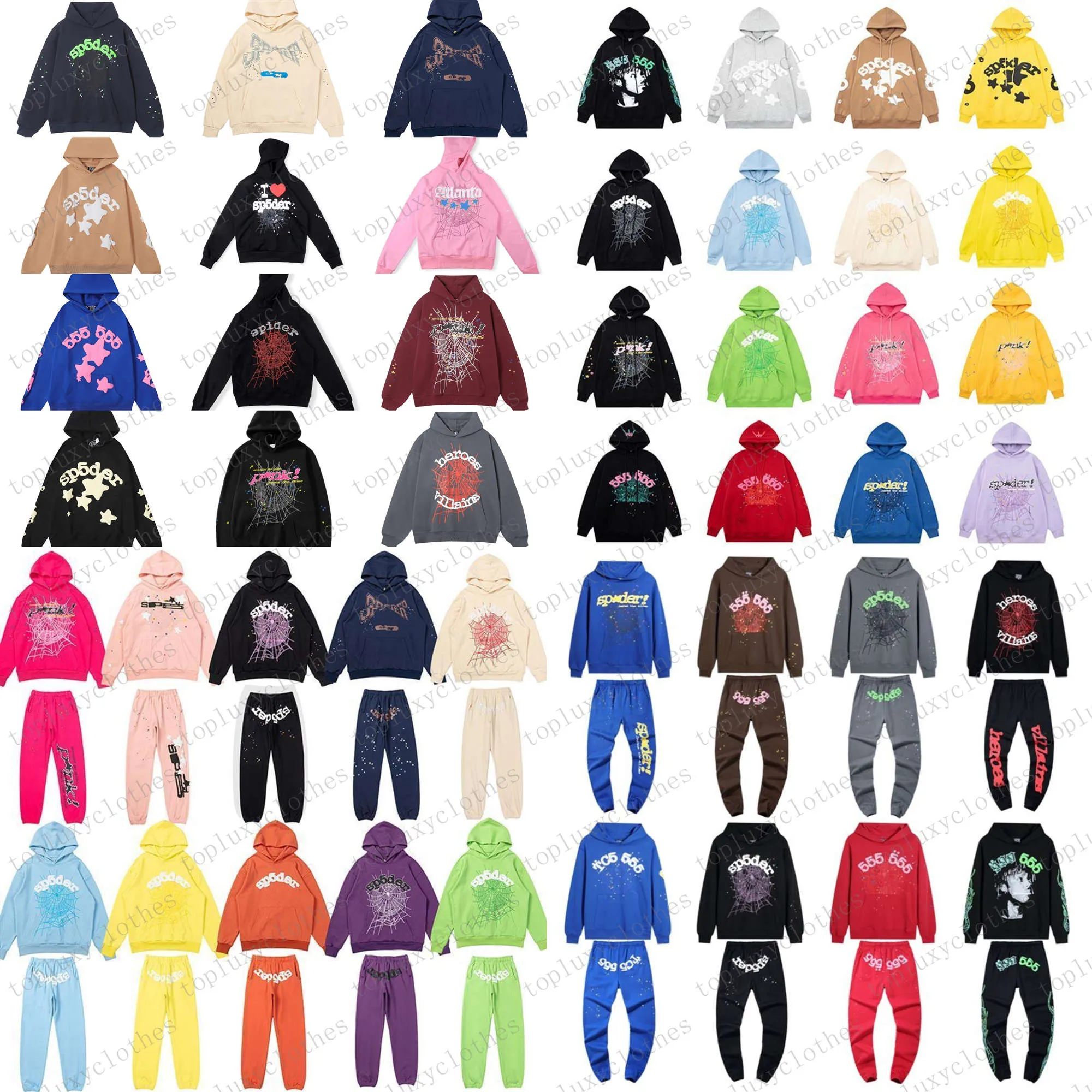 Sp5der Thug 555555 Men Women Hoodie High Quality Foam Web Graphic Pink Sweatshirts Hoodies Designer Pullovers S-2xl