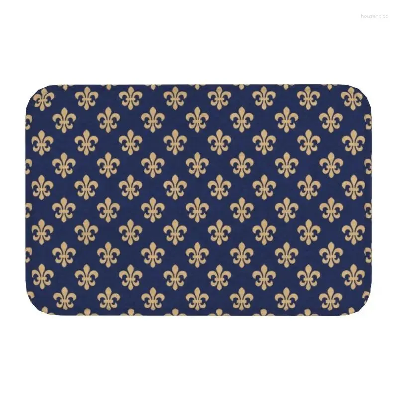 Carpets Chic Fleur De Lis Front Door Floor Entrance Mats Outdoor Fleur-de-lis Lily Flower Kitchen Bathroom Doormat Garage Carpet Rug