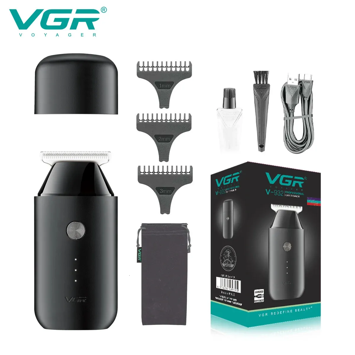 VGR Mini tondeuse à cheveux professionnelle zéro Machine de découpe électrique sans fil tondeuse à barbe tondeuse à cheveux rechargeable pour hommes V-932 240124