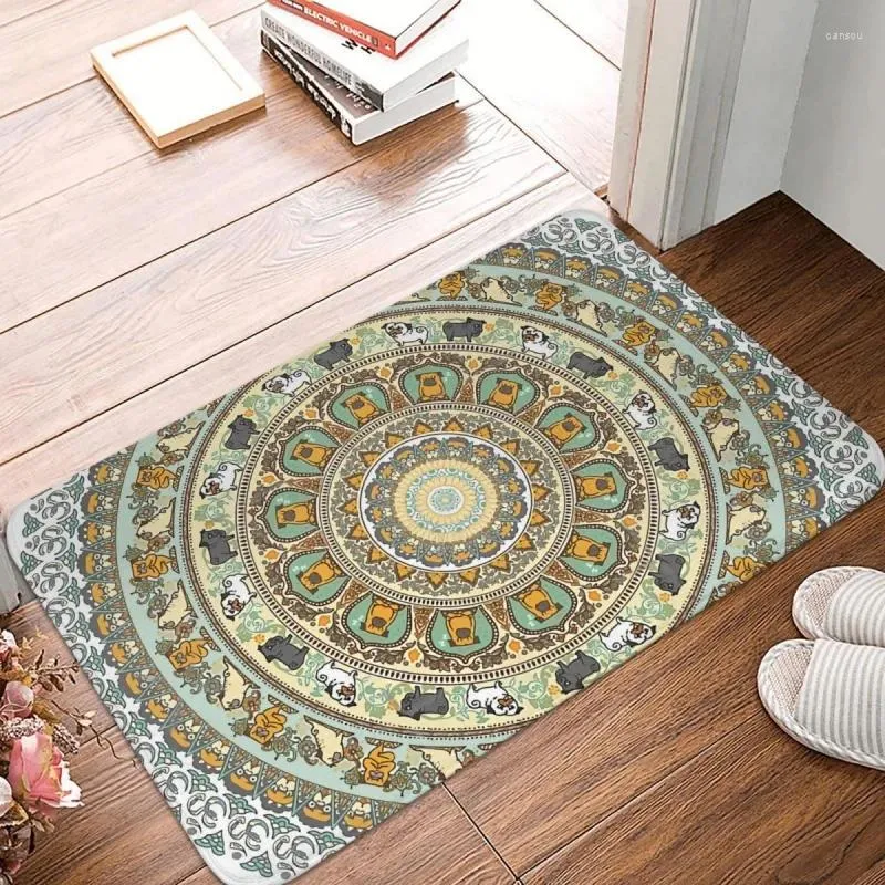 Mattor non-slip Doormat Kitchen Mat Pug Yoga Medallion Hallway Carpet Welcome Rug Home Decorative