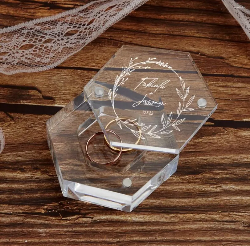Party Favor Wedding Ring Box Proposition de fiançailles Personnalisé Acrylique Cadeau personnalisé pour sa douche nuptiale