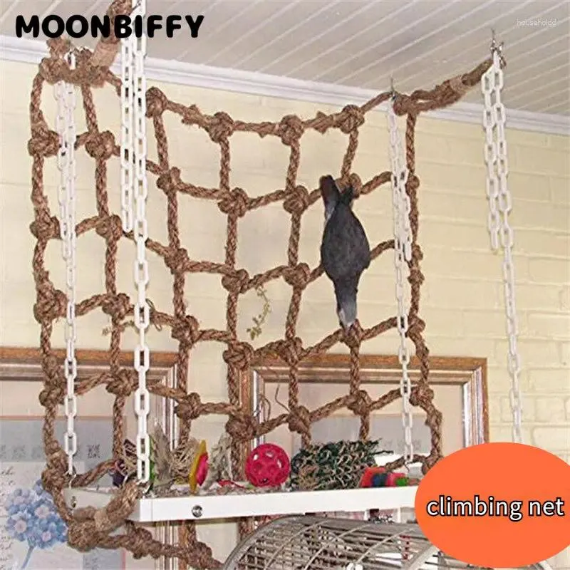 Other Bird Supplies Parrot Climbing Net Toys Accessories M L Swing Rope Stand Hammock With Hook Hanging Chewing Biting