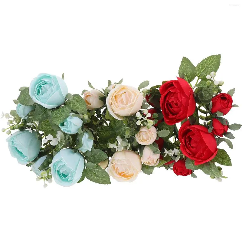 Flores decorativas 3 peças rosa castiçal guirlanda nomes decorações guirlanda de natal artificial plástico pendurado