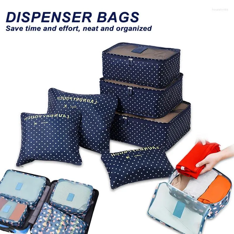 Sacos de armazenamento 6 pçs / set saco de viagem multifuncional bagagem embalagem bolsa sapato roupas organizador de classificação grande capacidade