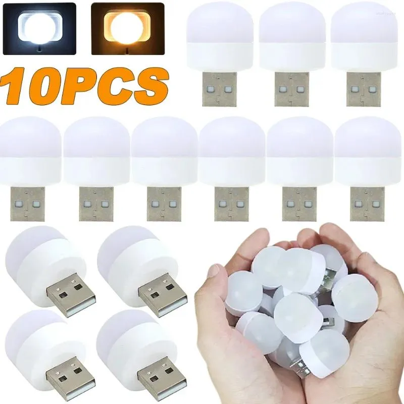 Nachtverlichting 10/5/1 stuks Mini Licht Warm Wit USB-stekker Computertoetsenbord Opladen LED Draagbare leeslamp Oogbescherming