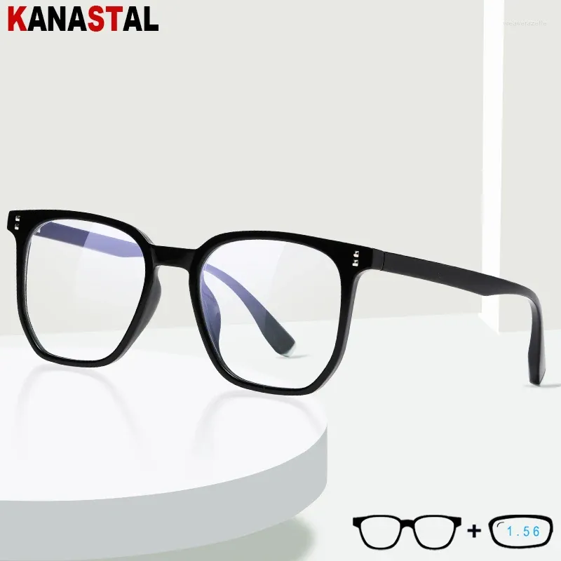 Солнцезащитные очки для мужчин, блокирующие синий свет, очки по рецепту, очки для чтения, женские линзы с оптикой CR39, очки для близорукости, квадратная большая оправа для очков