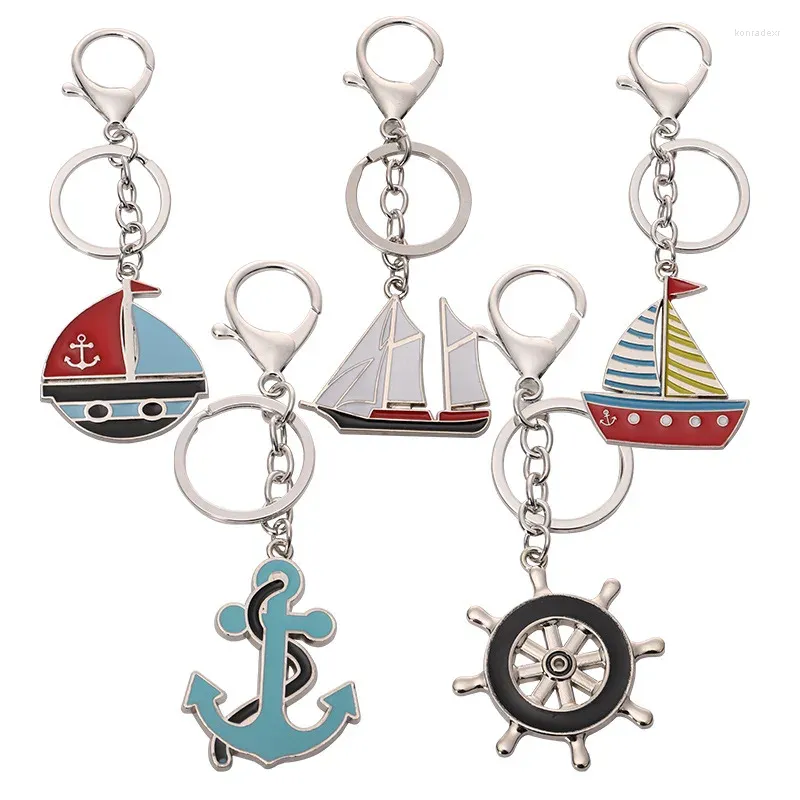 Keychains Creative Metal Ocean Keychain Boat Anchor ratt Modell Pendant Bag Car Souvenir Tillverkare Rak