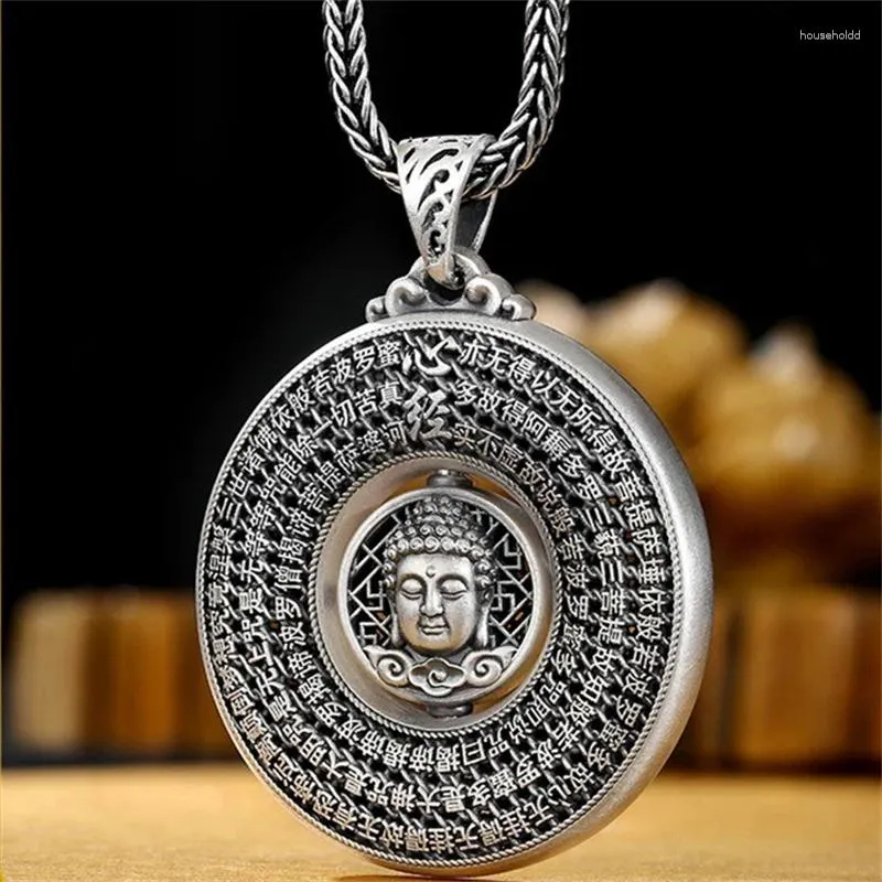 Ciondoli Benedizione Cuore Sutra Ciondolo Buddha per donna Uomo Gioielli Girevole Tathagata Paramita Scritture Collana Accessori maschili