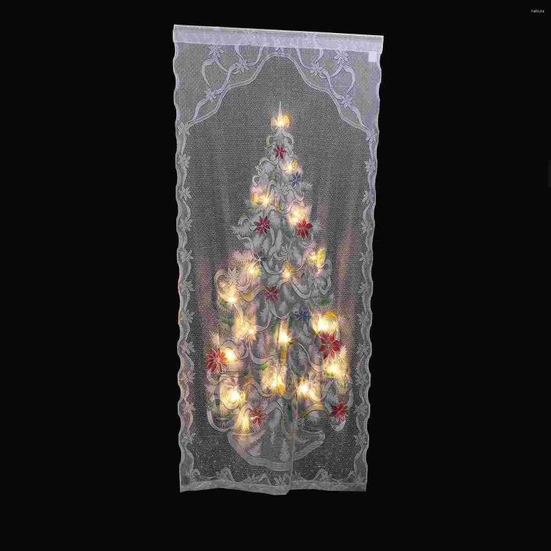 Curtain Christmas Glowing Curtains Door Lace Pendant Xmas Ornament Festival Decor Unique Hanging Polyester Style