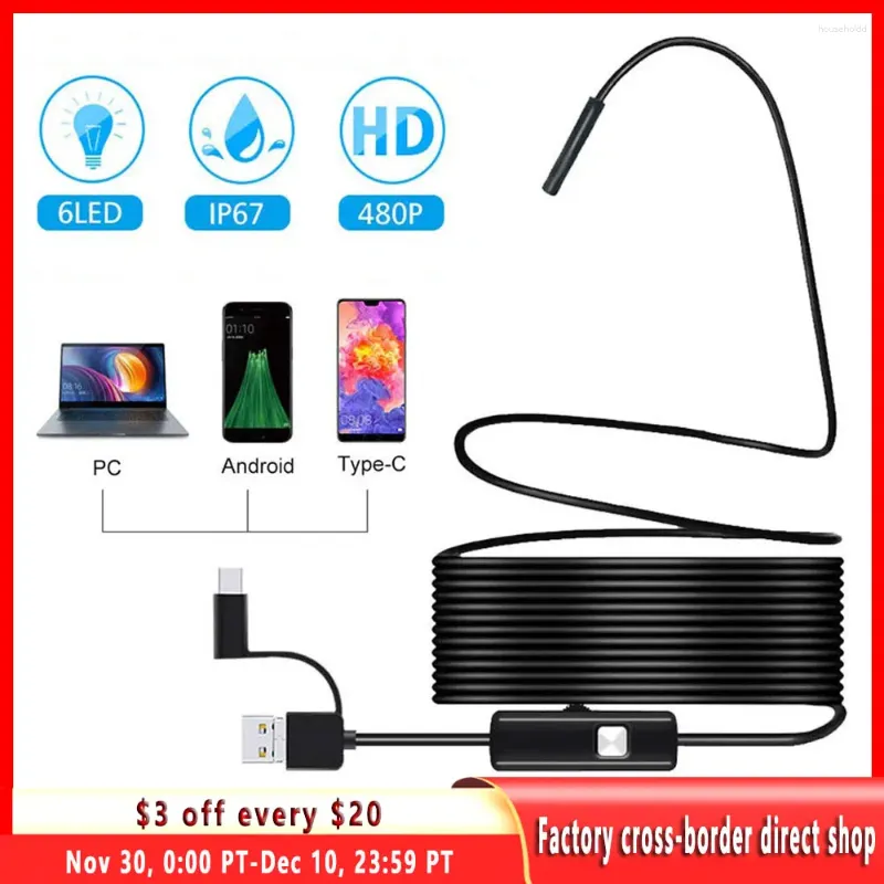 Noenname_Null 3In1 Mini Endoscope Camera Sewer Industrial Piping Inspection Endoscopy Waterproof For Usb Pc Android Type C