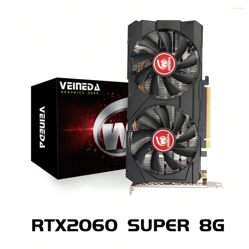 Grafische kaarten VEINEDA RTX2060Super 8GB-kaart GDDR6 256Bit PCI Express 3.0x16 1470MHz 2176 eenheden PC Gaming 8G Video