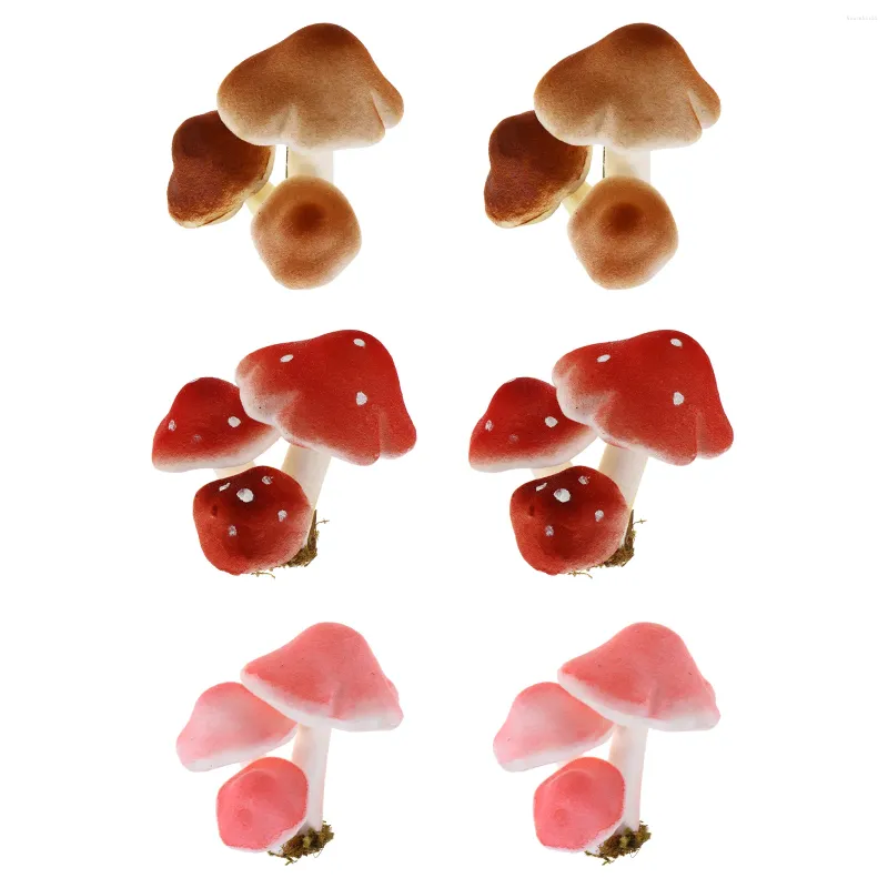Dekorativa blommor 6st Foth Mushroom Simulation Garden Miniatures Decoration Ornament Accessorie ()