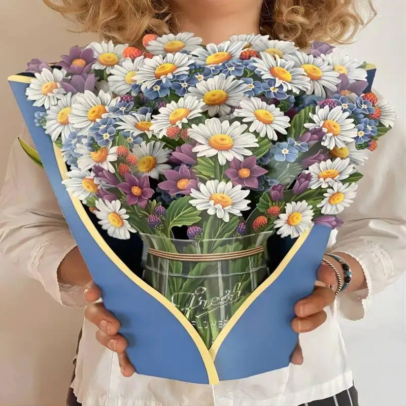 Decorative Flowers PopUp Flower Bouquet Greeting Card 12 Inch Life Sized Forever 3D Cards With Note And Envelope