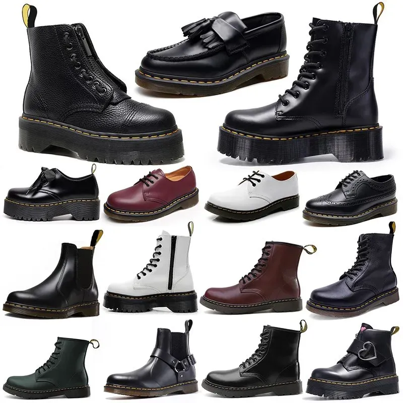 Designer Boots Dr Womens Mens Martenes Boot enkel Mini-platform Doc Booties Yellow Low Top Leather Winter Snow Booties OG 1460 Gladde Oxford Bottom Warm Shoes 35-48