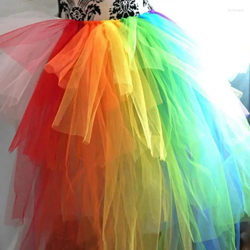 Kjolar Rainbow Color Women Event Celebration Party Pettiskirt Vuxen Front Short Long Puff Skirt Costume Drop