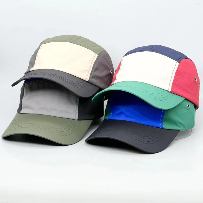 Top Caps 2024 Hızlı Kuru Renk Bloğu Kadınlar İçin Bükülmüş Beyzbol Erkekler Casquette Hommes Gorras Para Mujeres 5 Panel Snapback Şapkalar 56-58cm