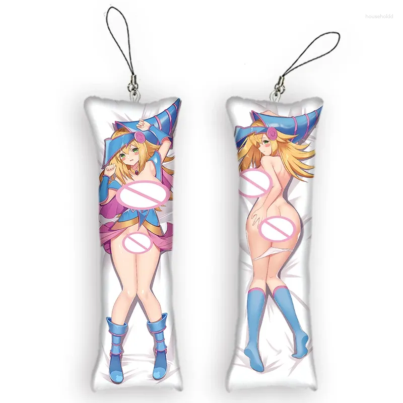 Keychains Dark Magician Girl Theme Character Mini Dakimakura Keychain Anime Kawaii 2-Sided Print Small Pillow Pendants Gift