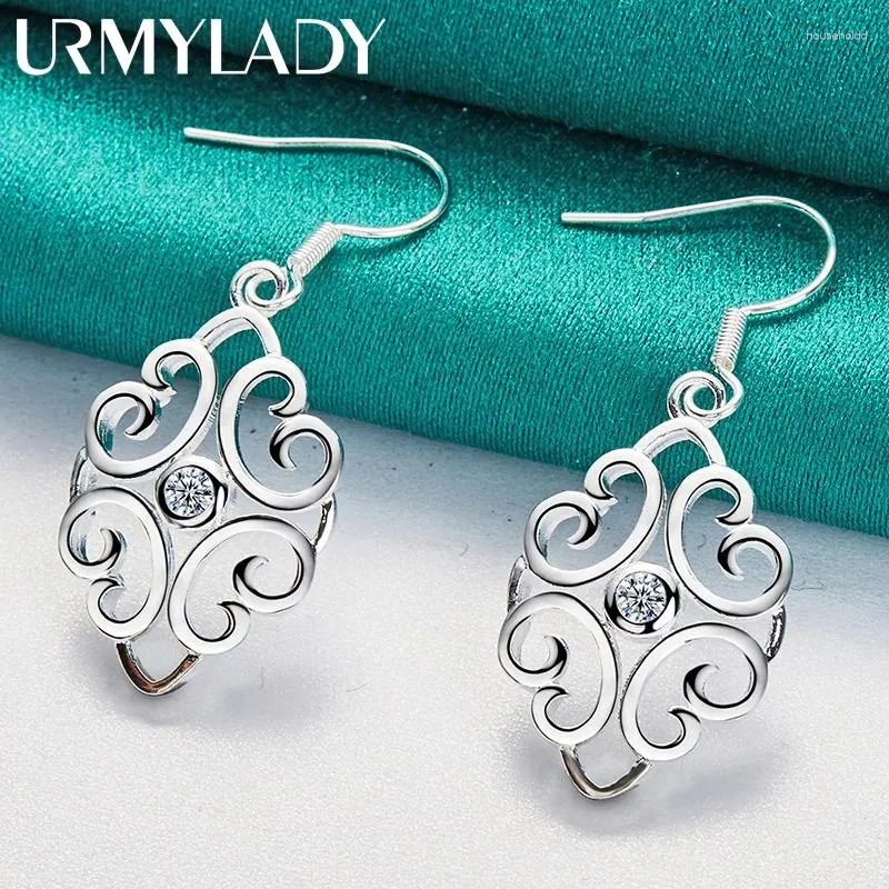 Dangle Earrings URMYLADY 925 Sterling Silver Hollow Flower For Women Wedding Party Fashion Charm Jewelry Gift