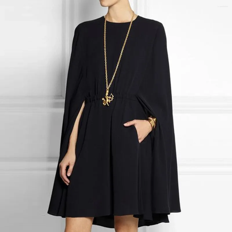 Robes de soirée Yeezzi Mode féminine élégante robe noire Traf Vintage Cape-Style col rond soirée Mini pour les femmes 2024