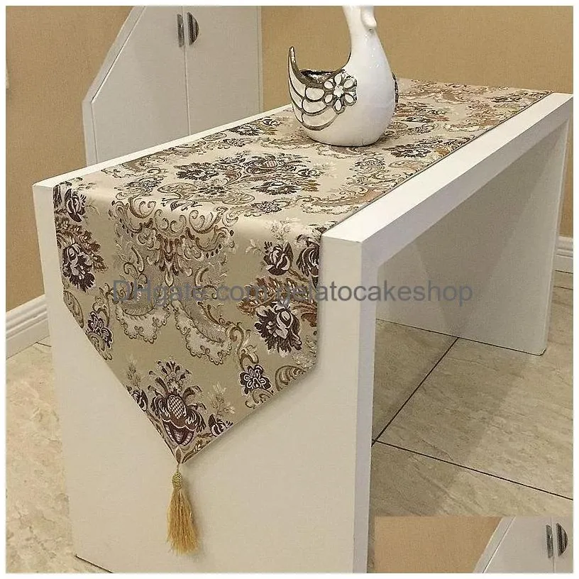 proud rose luxury table runner coth european jacquard bed flag fashion household adornment supplies 220615