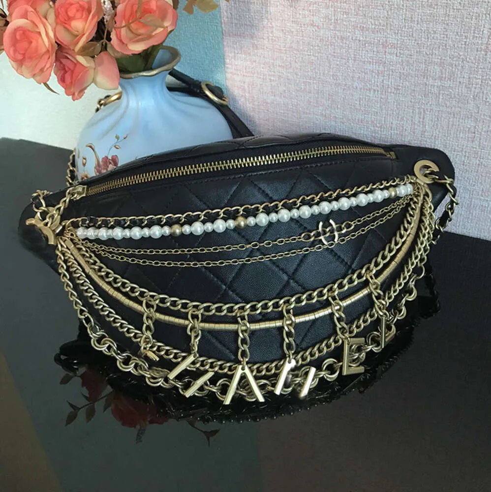 Designer Femmes Sac à bandoulière en cuir Rhombock Gold Lettrage Pendentif Luxe Sac à main Matelasse Chaîne Bandoulière Fanny Pack Sacs Aéroport Voyage Sacoche